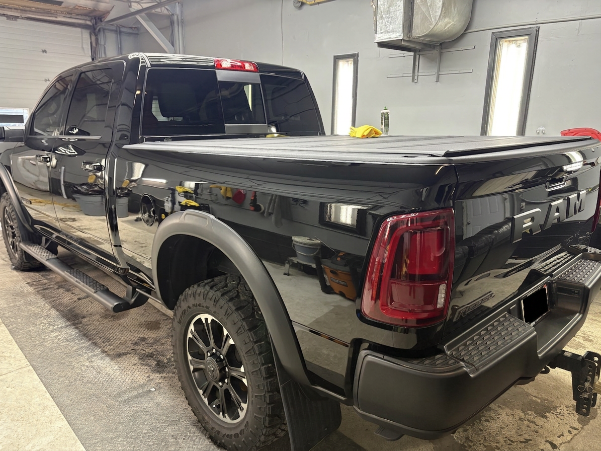 Same Ram Rebel after detailing - glossy black paint